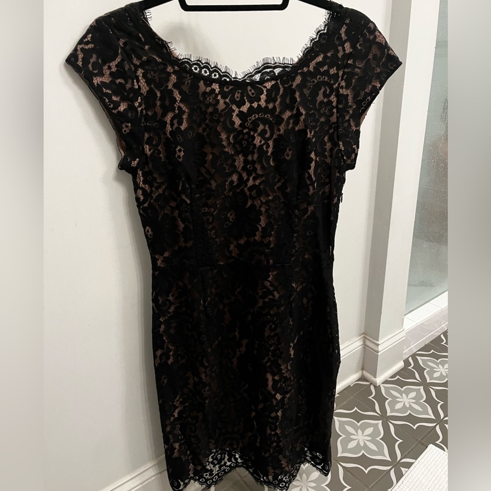 Joie Black and Tan Lace Dress